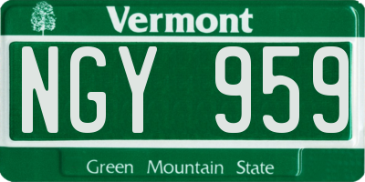 VT license plate NGY959