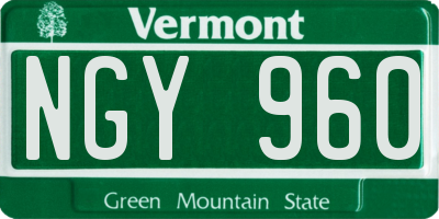 VT license plate NGY960