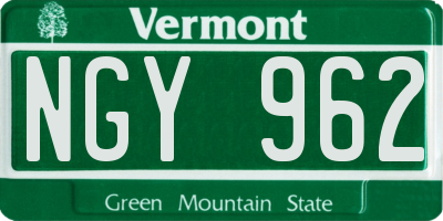 VT license plate NGY962