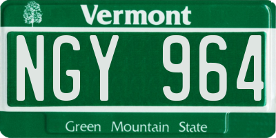 VT license plate NGY964