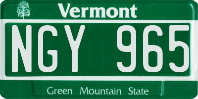 VT license plate NGY965