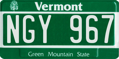 VT license plate NGY967