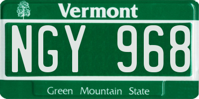 VT license plate NGY968