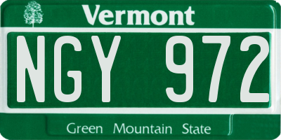 VT license plate NGY972