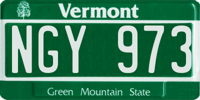 VT license plate NGY973