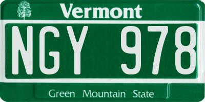 VT license plate NGY978