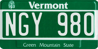 VT license plate NGY980