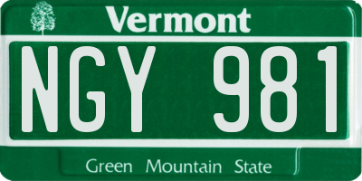 VT license plate NGY981