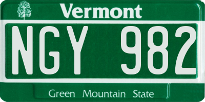 VT license plate NGY982