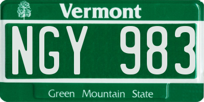 VT license plate NGY983