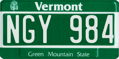 VT license plate NGY984