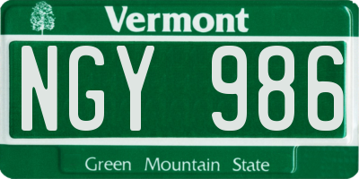 VT license plate NGY986