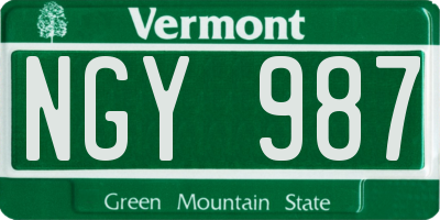 VT license plate NGY987