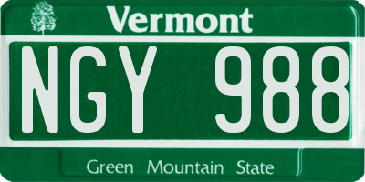 VT license plate NGY988