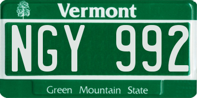 VT license plate NGY992