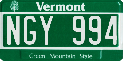 VT license plate NGY994