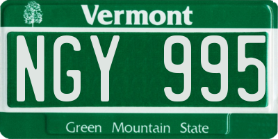 VT license plate NGY995