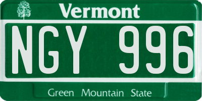 VT license plate NGY996