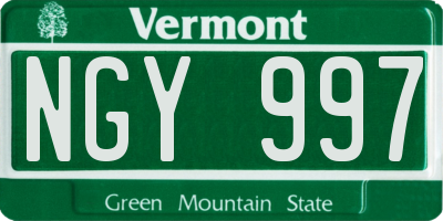 VT license plate NGY997