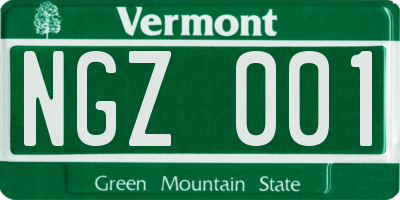 VT license plate NGZ001