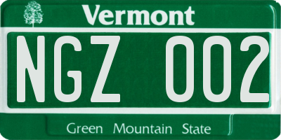 VT license plate NGZ002
