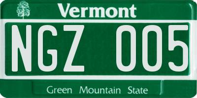 VT license plate NGZ005