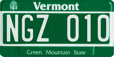 VT license plate NGZ010