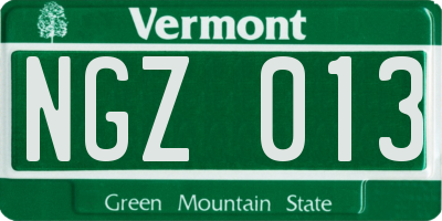 VT license plate NGZ013