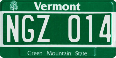 VT license plate NGZ014