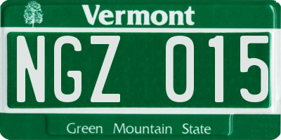 VT license plate NGZ015