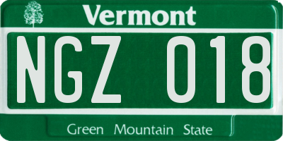 VT license plate NGZ018