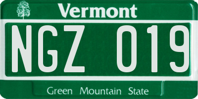 VT license plate NGZ019