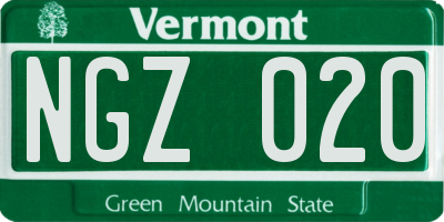 VT license plate NGZ020