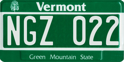 VT license plate NGZ022