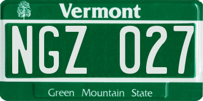VT license plate NGZ027