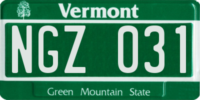 VT license plate NGZ031