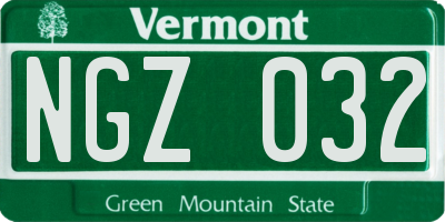 VT license plate NGZ032