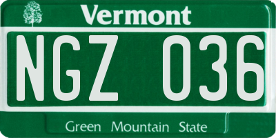 VT license plate NGZ036