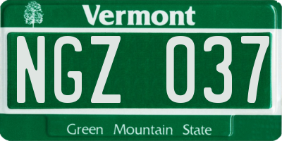 VT license plate NGZ037