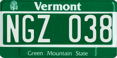 VT license plate NGZ038
