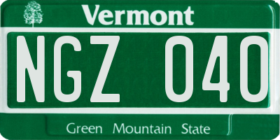 VT license plate NGZ040
