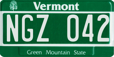 VT license plate NGZ042