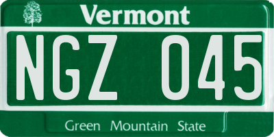 VT license plate NGZ045