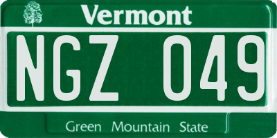 VT license plate NGZ049
