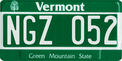 VT license plate NGZ052