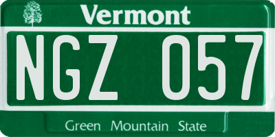 VT license plate NGZ057