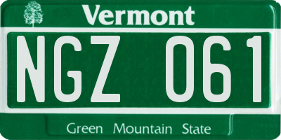 VT license plate NGZ061