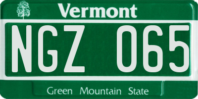 VT license plate NGZ065