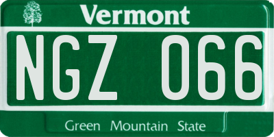 VT license plate NGZ066