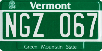 VT license plate NGZ067